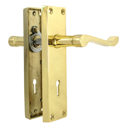 Poignées de porte victoriennes à levier et serrure à volutes - Pack laiton 150 x 40 mm