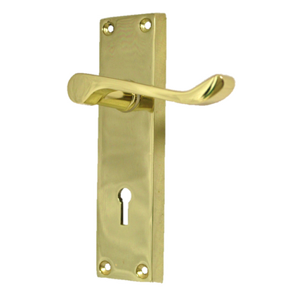 Poignées de porte victoriennes à levier et serrure à volutes - Pack laiton 150 x 40 mm