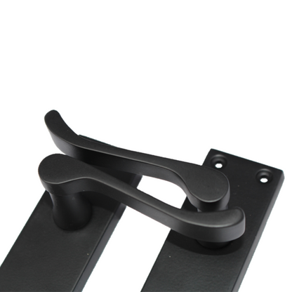 Poignées de porte victoriennes à levier et serrure à volutes - Noir mat 150 x 40 mm