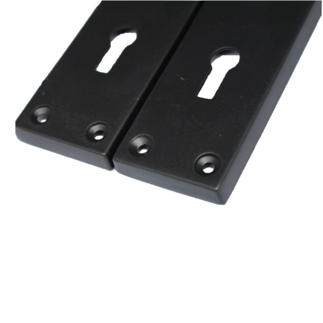 Poignées de porte victoriennes à levier et serrure à volutes - Noir mat 150 x 40 mm