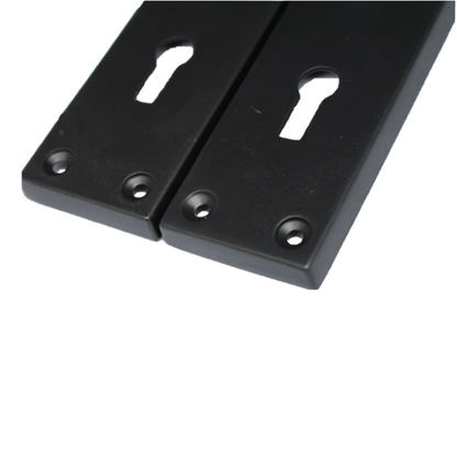 Poignées de porte victoriennes à levier et serrure à volutes - Noir mat, pack 150 x 40 mm