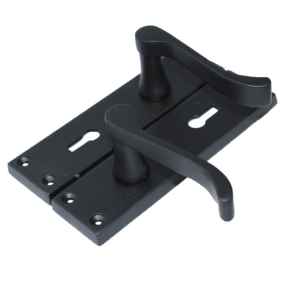 Poignées de porte victoriennes à levier et serrure à volutes - Noir mat, pack 150 x 40 mm