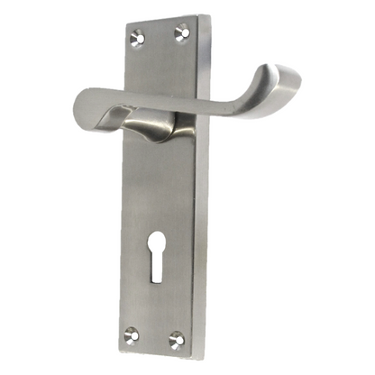 Poignées de porte victoriennes à levier et serrure à volutes - Pack satiné 150 x 40 mm
