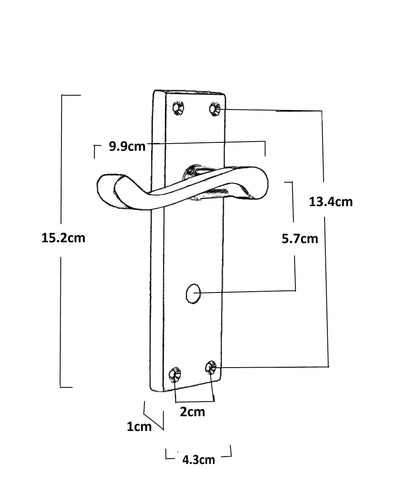 Poignées de porte de style victorien avec levier à volutes et serrure de salle de bain - Satin 150 x 40 mm