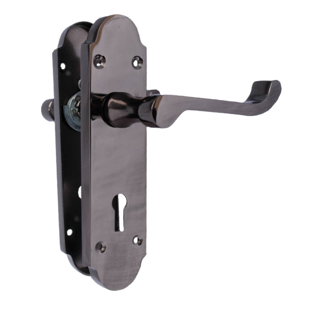 Poignée de porte Epsom à clé et levier de défilement - Pack nickel noir