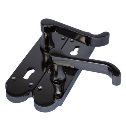 Poignée de porte Epsom à clé et levier de défilement - Pack nickel noir