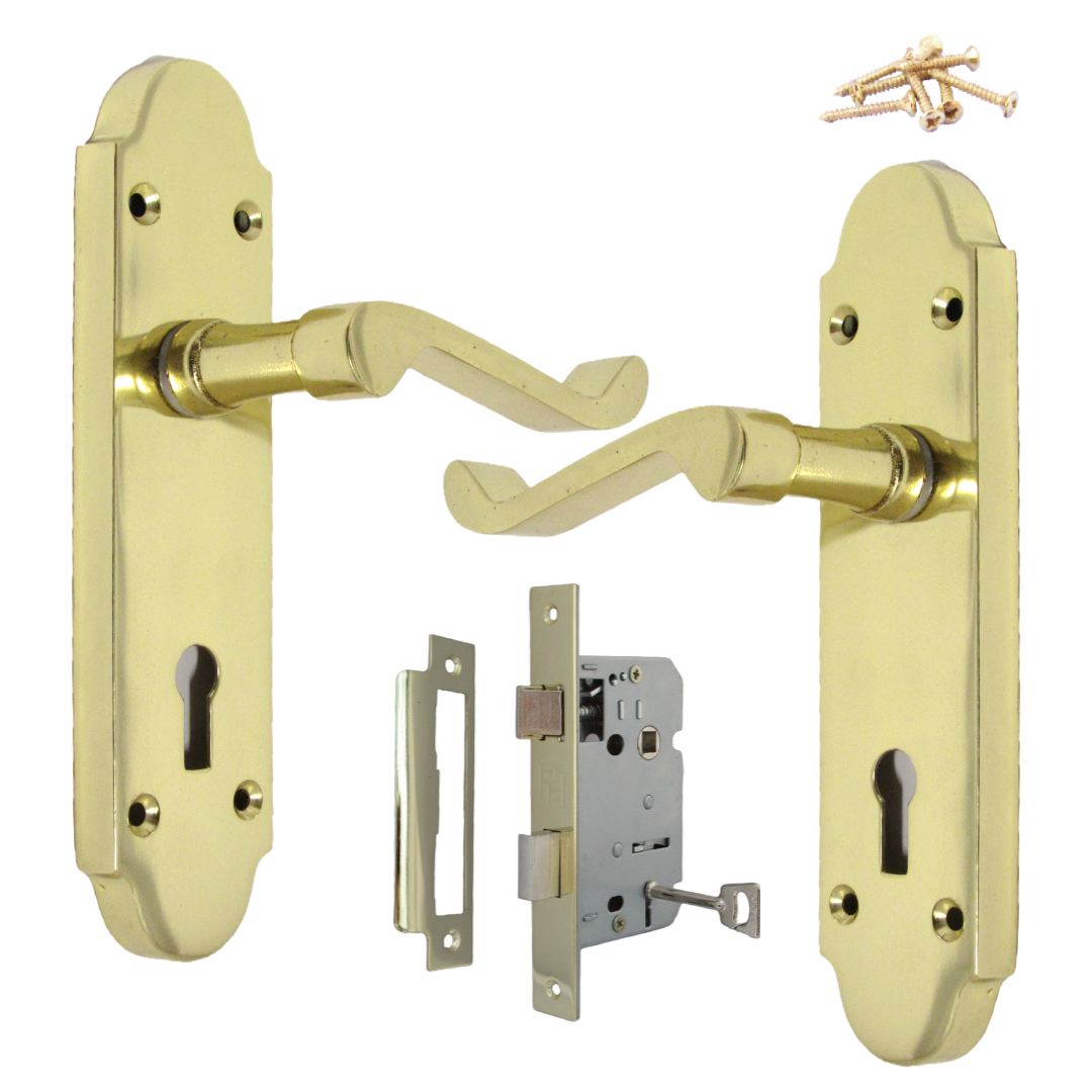 Serrure de porte Epsom à levier style victorien - Pack laiton
