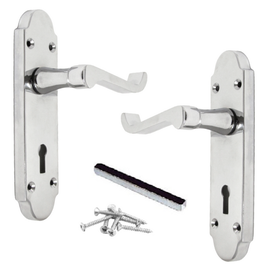 Poignée de porte Epsom à clé et levier de défilement - Chrome poli