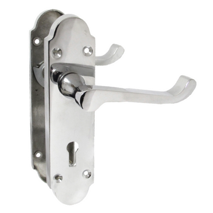 Poignée de porte Epsom à clé et levier de défilement - Chrome poli