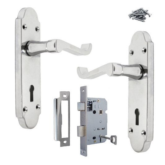 Poignée de porte Epsom à clé et levier de défilement - Pack chrome poli