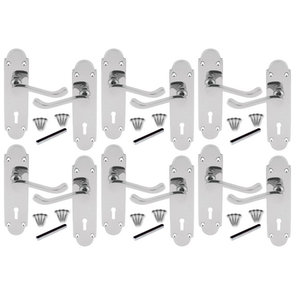 Poignée de porte Epsom à clé, levier à défilement, chrome poli, 1/4/6 paires