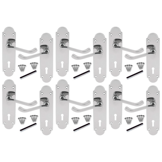 Poignée de porte Epsom à clé, levier à défilement, chrome poli, 1/4/6 paires