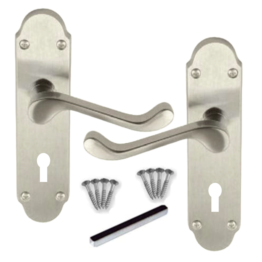 Poignées de porte multipack en bois Epsom satiné style victorien, serrure à levier à volutes, 1/4/6 paires