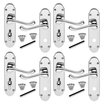 Poignée de porte Epsom en chrome poli, serrure de salle de bain, style victorien, 1/4/6 paires