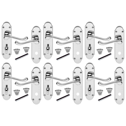 Poignée de porte Epsom en chrome poli, serrure de salle de bain, style victorien, 1/4/6 paires