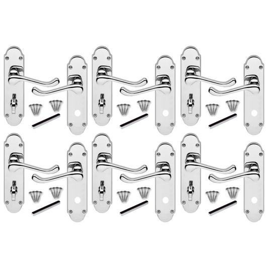 Poignée de porte Epsom en chrome poli, serrure de salle de bain, style victorien, 1/4/6 paires