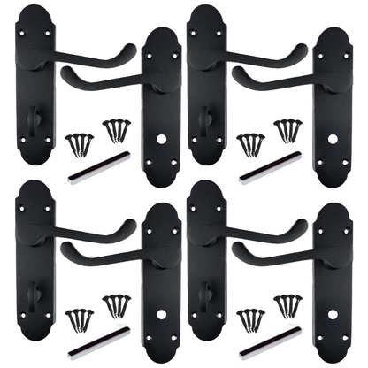 Poignée de porte Epsom noire mate pour salle de bain, lot de 1, 4 ou 6 paires