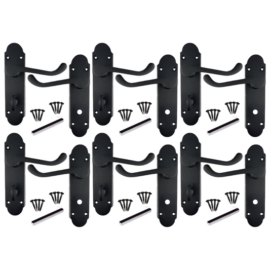 Poignée de porte Epsom noire mate pour salle de bain, lot de 1, 4 ou 6 paires