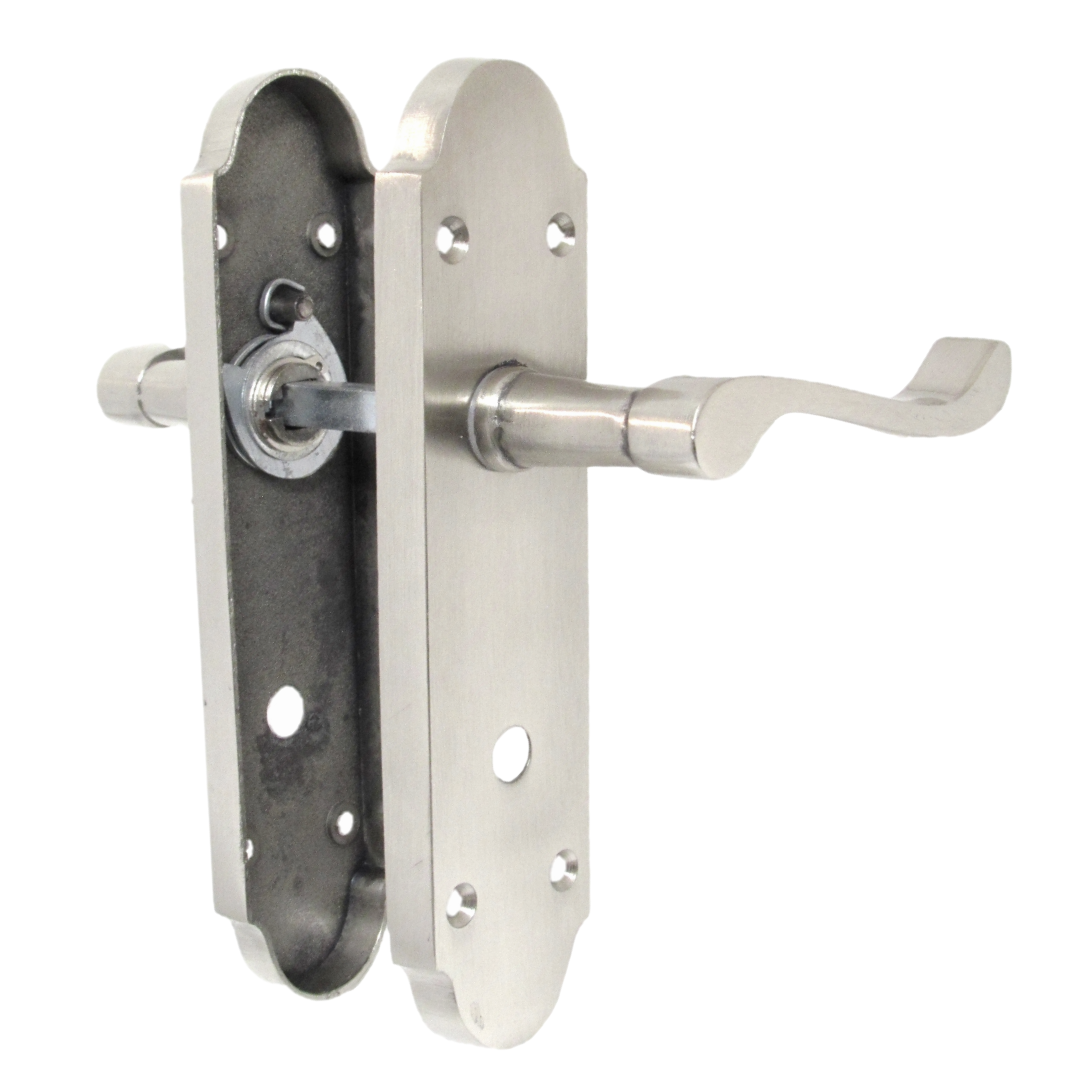Poignées de porte Epsom pour salle de bain, serrure à levier à défilement - Pack satiné