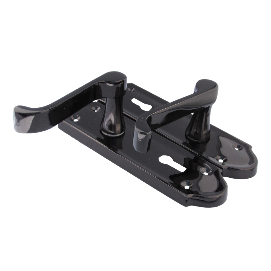 Poignées de porte Ashford multipack, serrure à clé, levier à défilement, nickel noir, 1/4/6 paires
