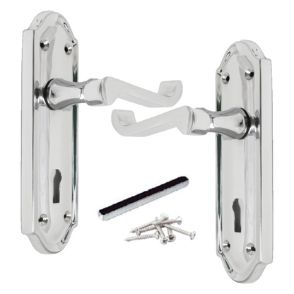 Poignée de porte Ashford avec serrure à clé et levier de défilement - Chrome