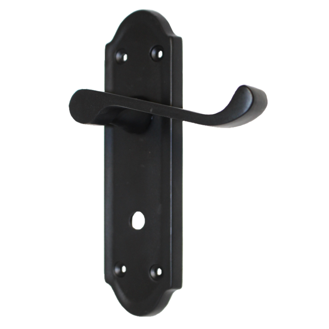 Poignée de porte Ashford pour salle de bain, levier à défilement, noir mat et chrome