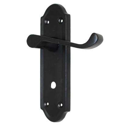 Poignée de porte Ashford pour salle de bain, levier à défilement, noir mat et chrome