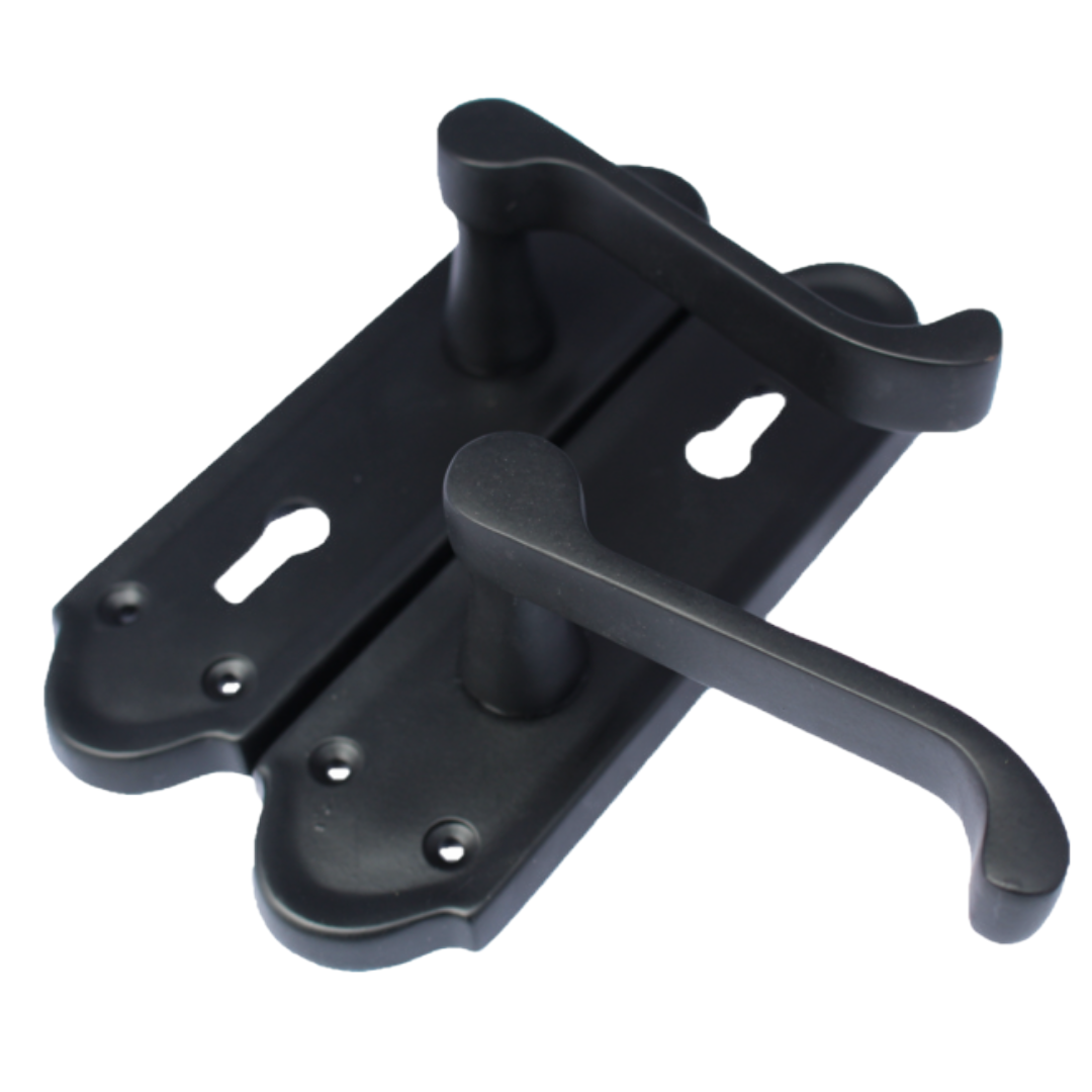 Poignées de porte Ashford multipack, serrure à clé, levier à défilement, noir mat, 1/4/6 paires