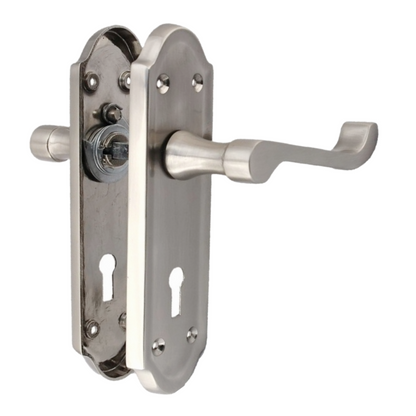 Poignée de porte Ashford avec serrure à clé et levier à défilement - Pack de serrures à clé satinées