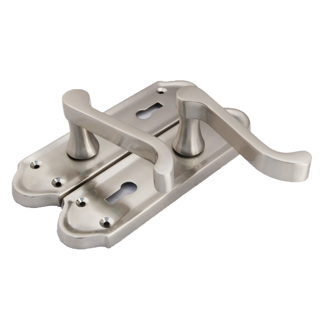 Poignées de porte Ashford multipack, serrure à clé, levier à défilement, satin, 1/4/6 paires