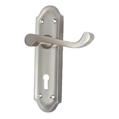 Poignées de porte Ashford multipack, serrure à clé, levier à défilement, satin, 1/4/6 paires