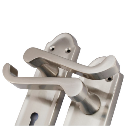 Poignées de porte Ashford multipack, serrure à clé, levier à défilement, satin, 1/4/6 paires