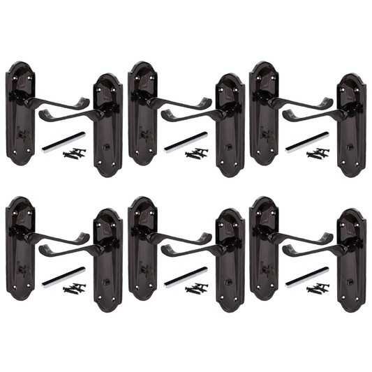 Poignées de porte Ashford pour salle de bain, lot de 1, 4 ou 6 paires, nickel noir