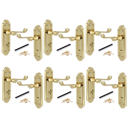Poignées de porte de salle de bain victoriennes Ashford Bath MULTIPACK, laiton, 1/4/6 paires