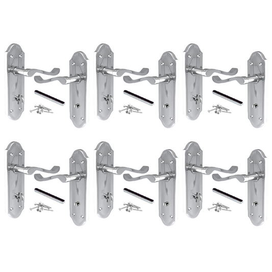 Poignées de porte de salle de bain Ashford, lot de 1, 4 ou 6 paires, chromées, avec levier à défilement