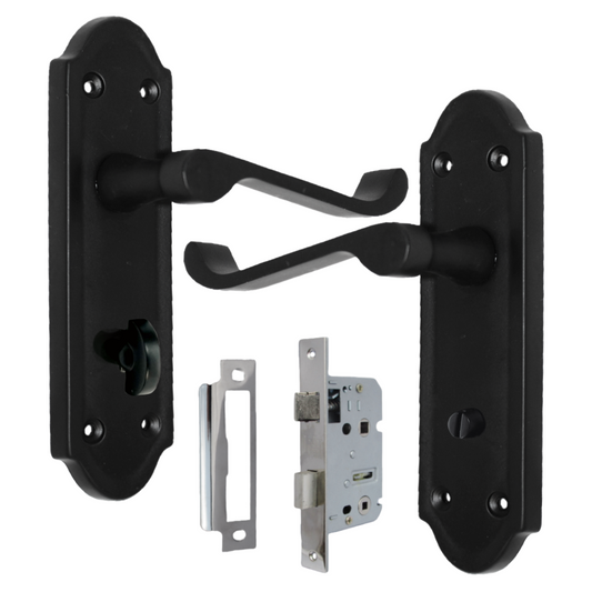 Poignée de porte Ashford pour salle de bain, levier à défilement, noir mat et chrome