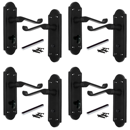 Poignées de porte Ashford pour salle de bain, lot de 1, 4 ou 6 paires, noir mat
