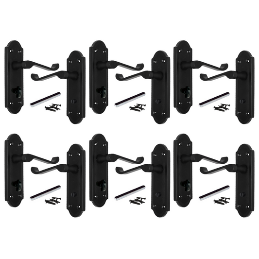 Poignées de porte Ashford pour salle de bain, lot de 1, 4 ou 6 paires, noir mat