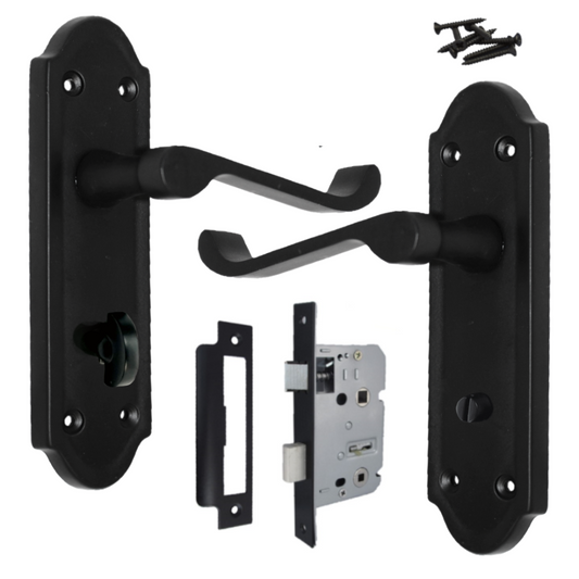 Poignée de porte Ashford pour salle de bain, levier à défilement, noir mat