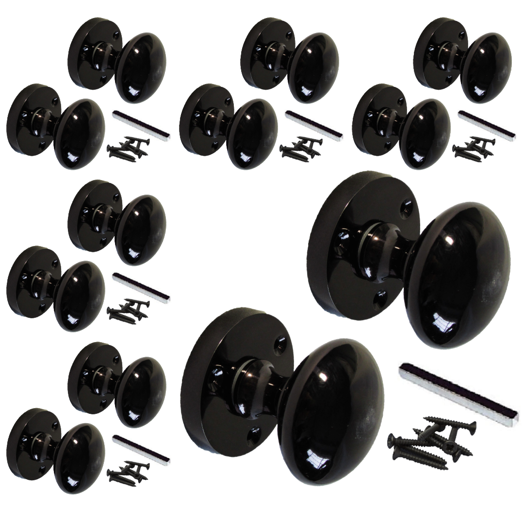 Lot de 1/4/6 paires de boutons de porte ronds style victorien à mortaise, nickel noir
