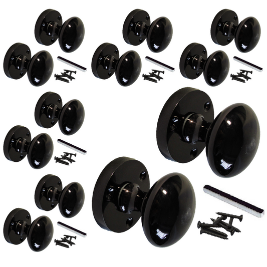 Lot de 1/4/6 paires de boutons de porte ronds style victorien à mortaise, nickel noir