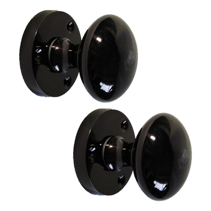 Boutons de porte ronds victoriens à mortaise à ressort - Loquet en nickel noir 56 mm