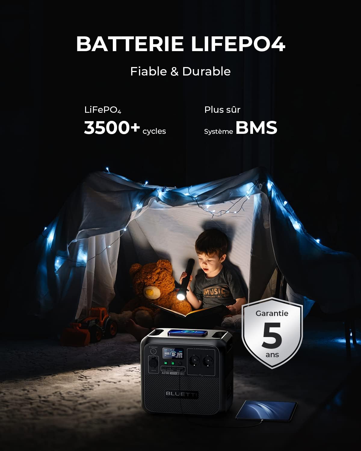 BLUETTI AC180 générateur portable 1152Wh, 1800W, recharge 45min (reconditionné)