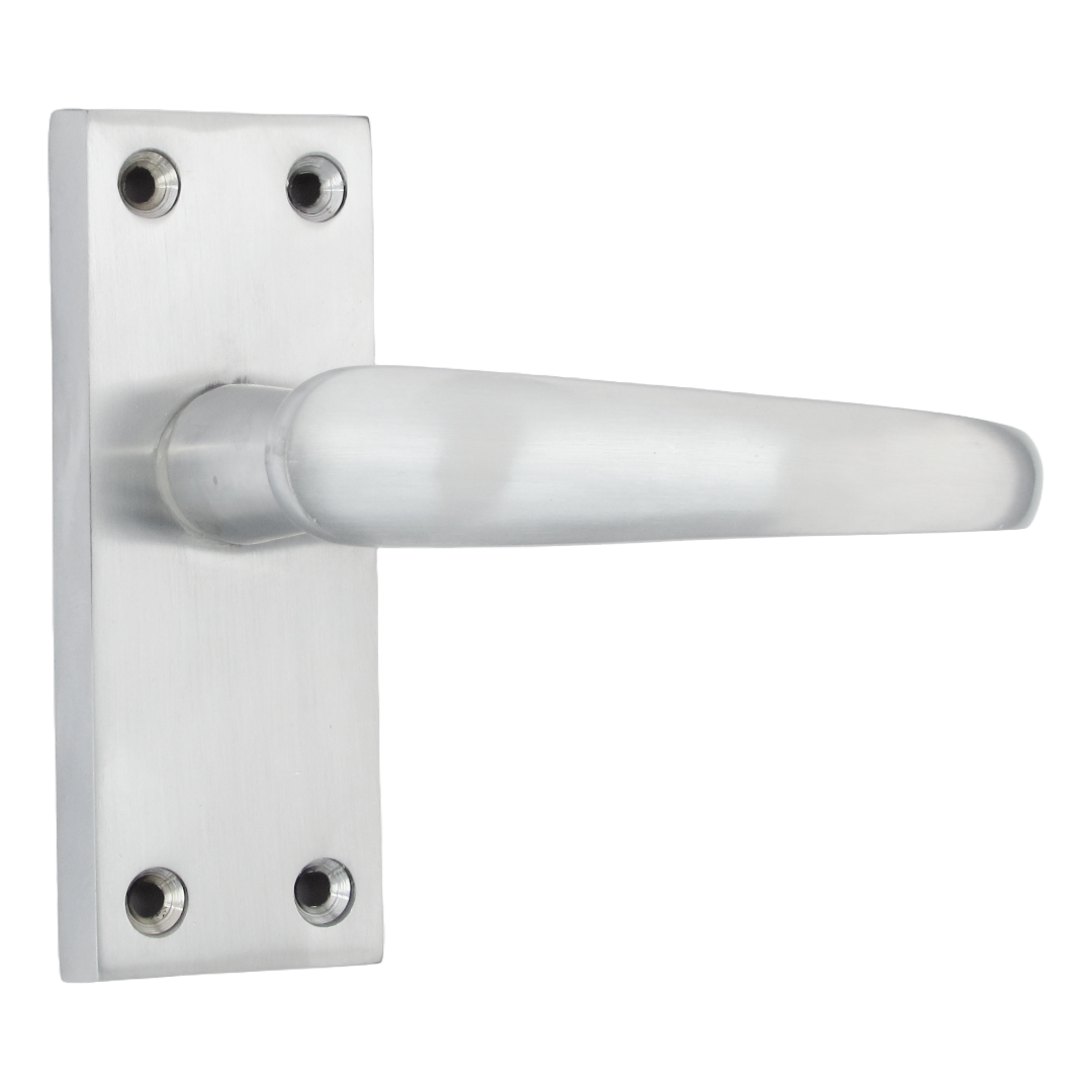 Poignées de porte victoriennes à levier droit - Chrome satiné, paquet de 100 x 40 mm
