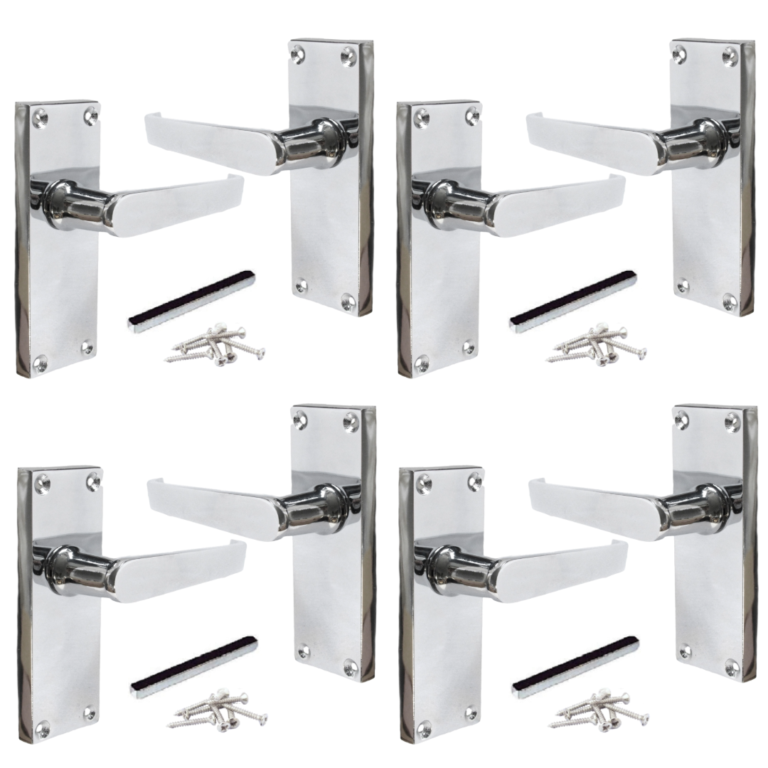 Poignées de porte multi-packs à levier droit style victorien - Chrome, 1/4/6 paires