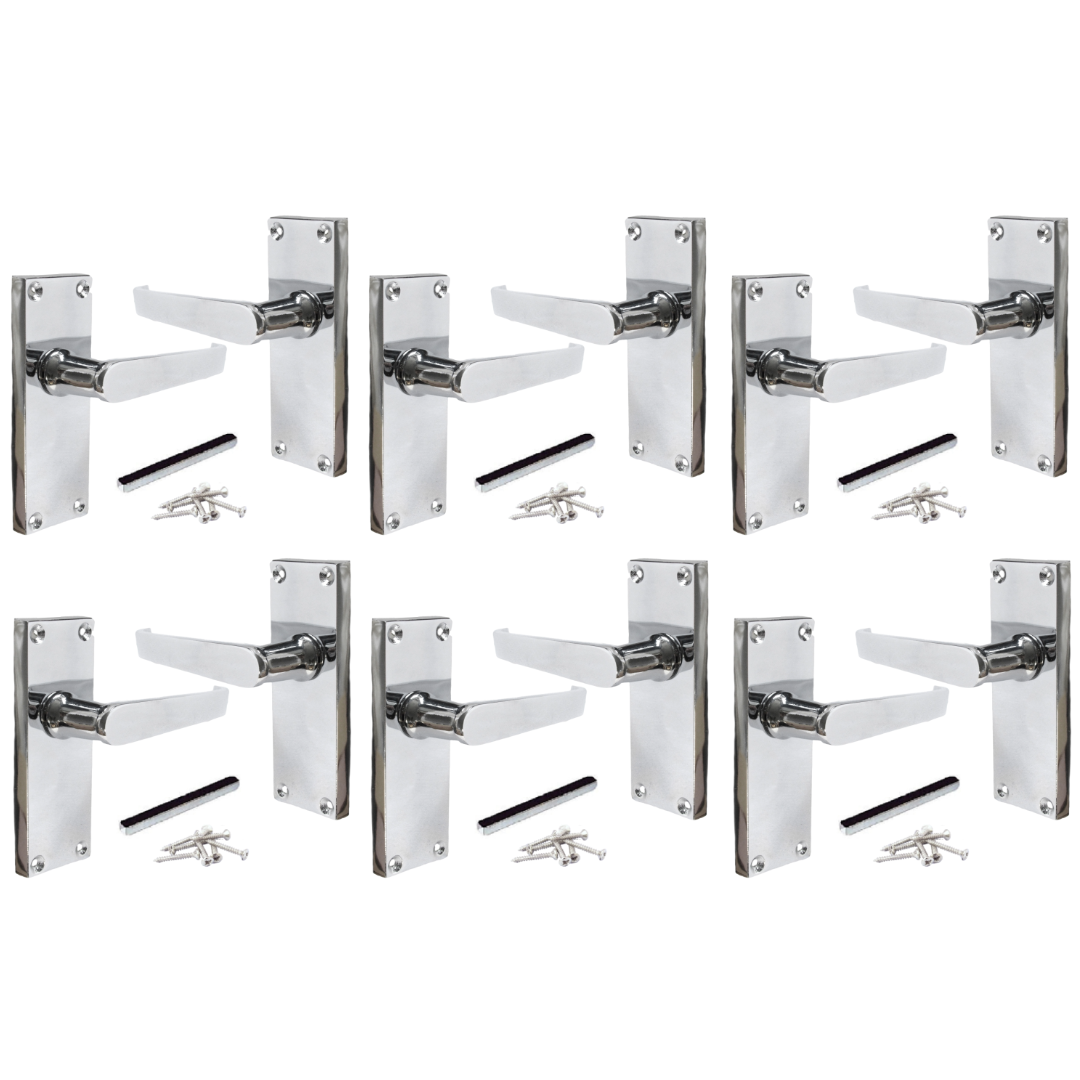 Poignées de porte multi-packs à levier droit style victorien - Chrome, 1/4/6 paires