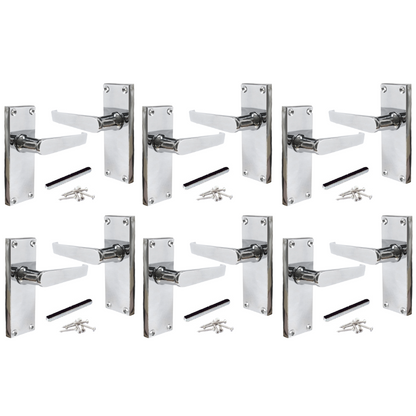Poignées de porte multi-packs à levier droit style victorien - Chrome, 1/4/6 paires