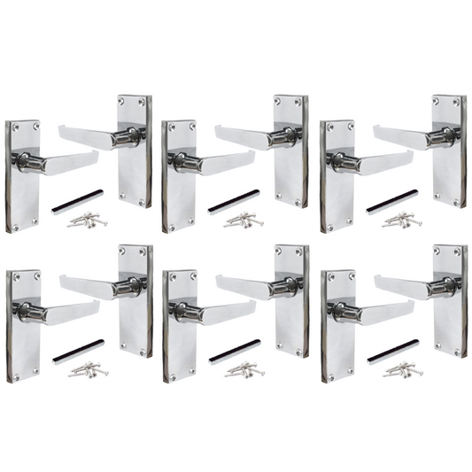 Poignées de porte multi-packs à levier droit style victorien - Chrome, 1/4/6 paires
