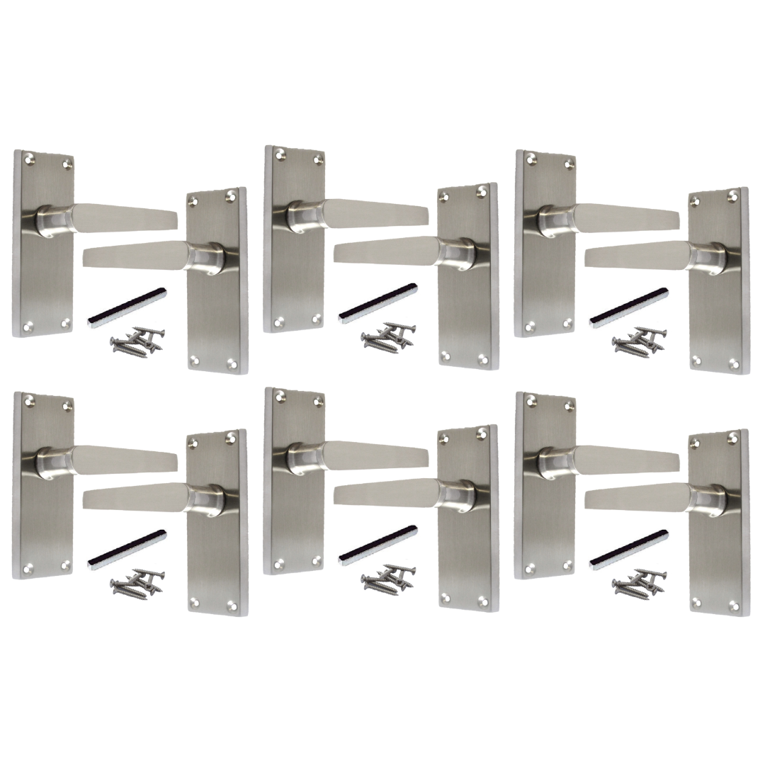 Poignées de porte multi-packs, style victorien, à levier droit, satinées, 1/4/6 paires