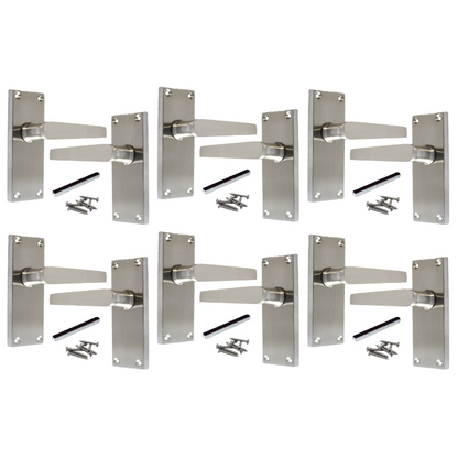 Poignées de porte multi-packs, style victorien, à levier droit, satinées, 1/4/6 paires